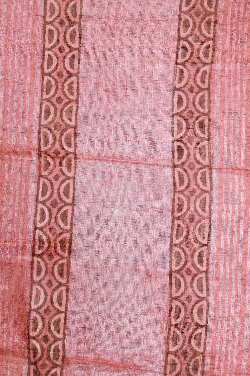 Coral Pink Cotton Kota Printed Saree With Plain Border - Seematti