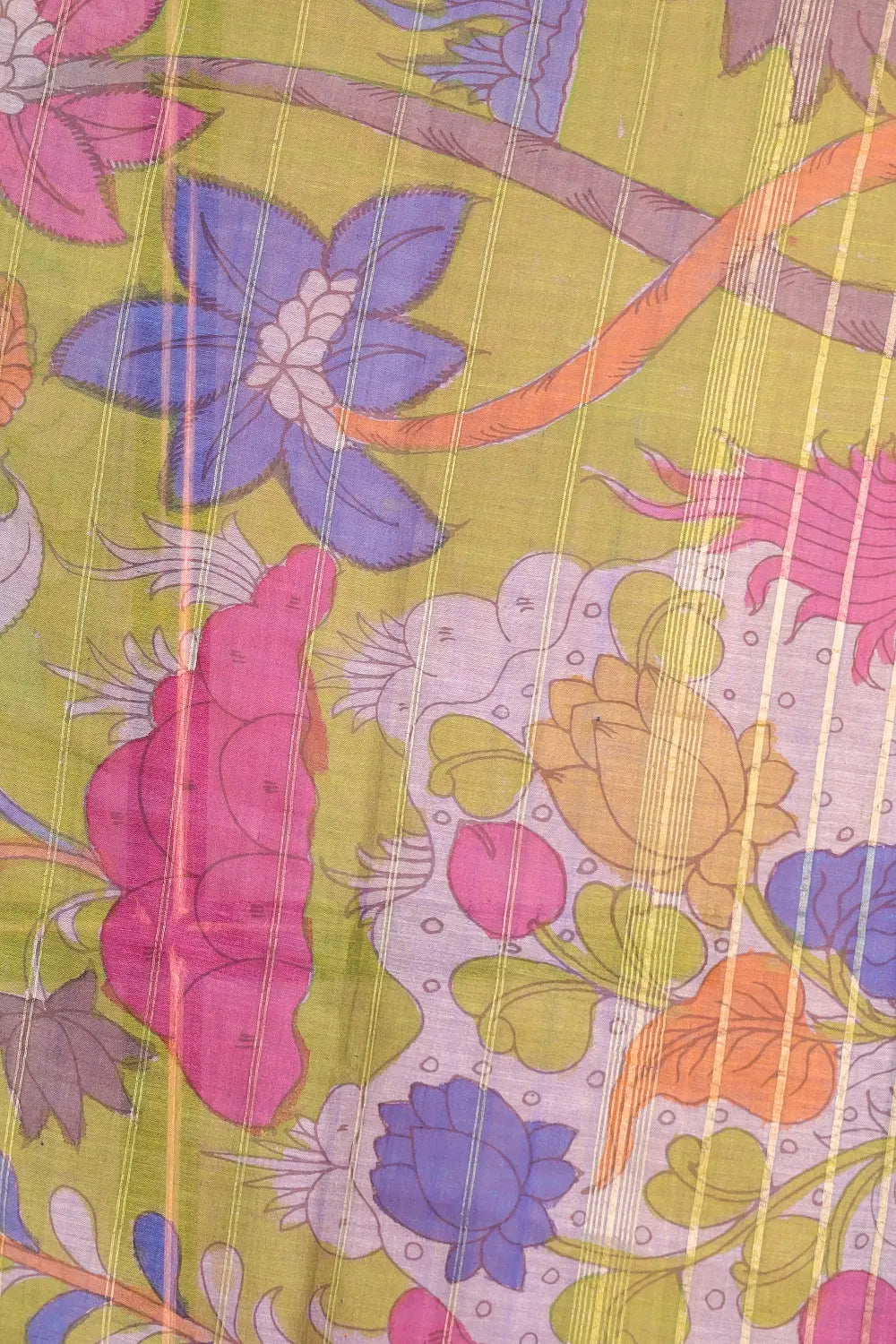 Coral Pink Kalamkari Cotton  Saree
