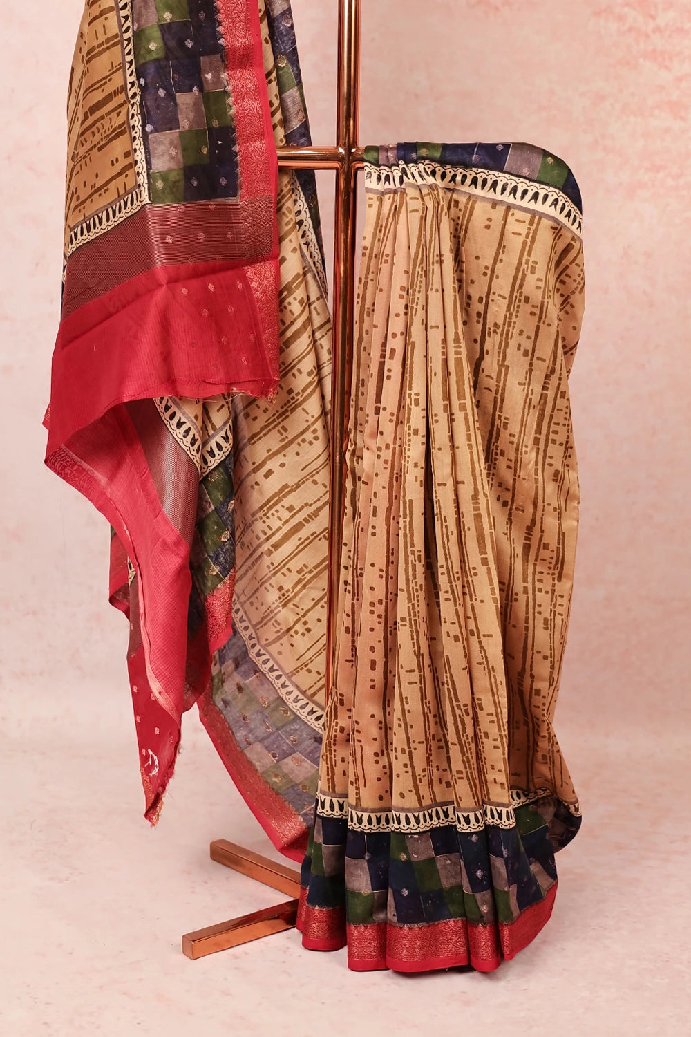 Cream Chanderi Silk Saree