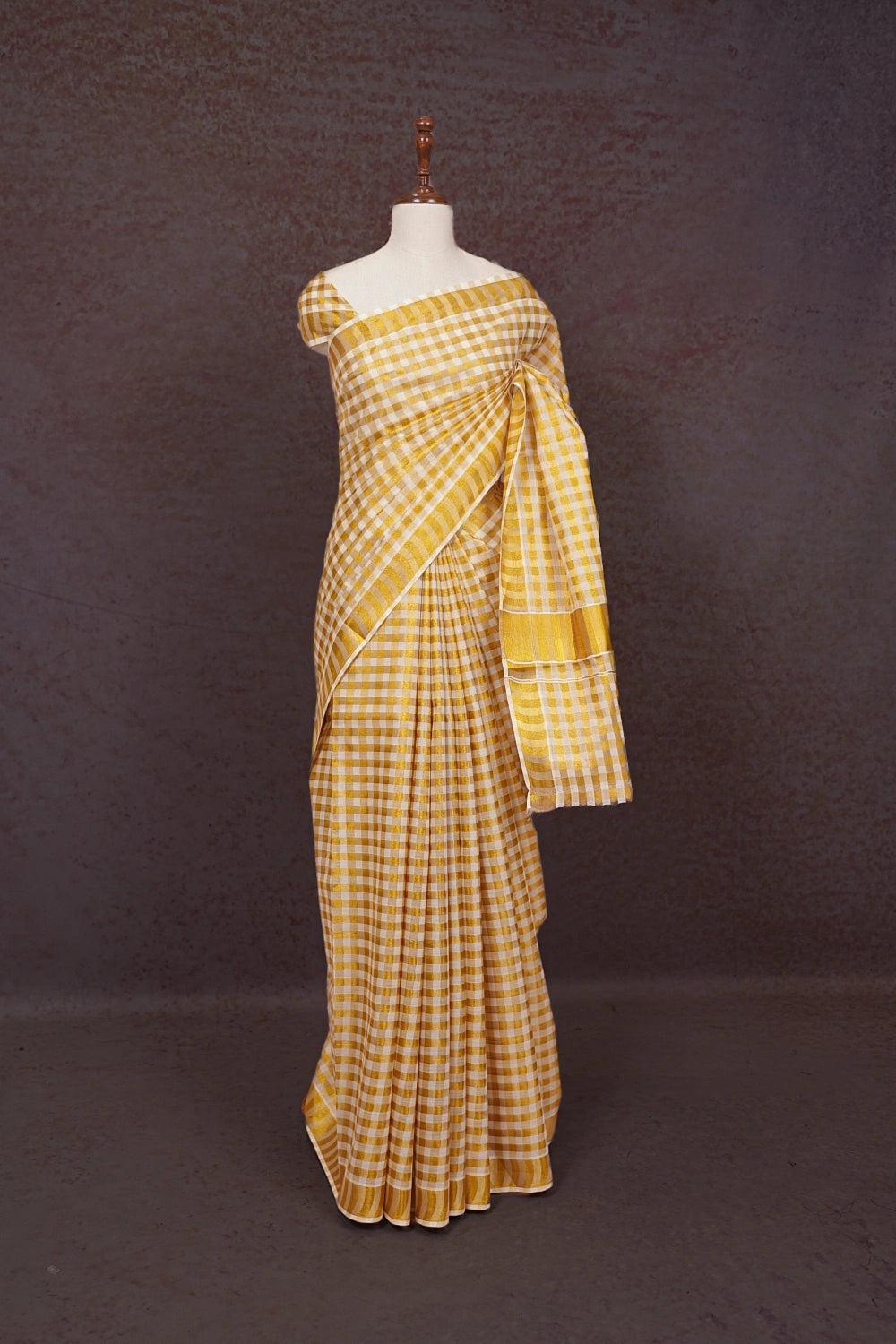 Cream Cotton Kerala Saree