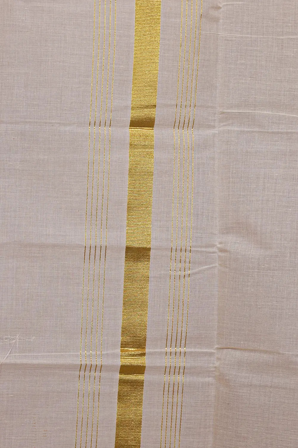 Cream Cotton Lines Unstitched Churidhar Material