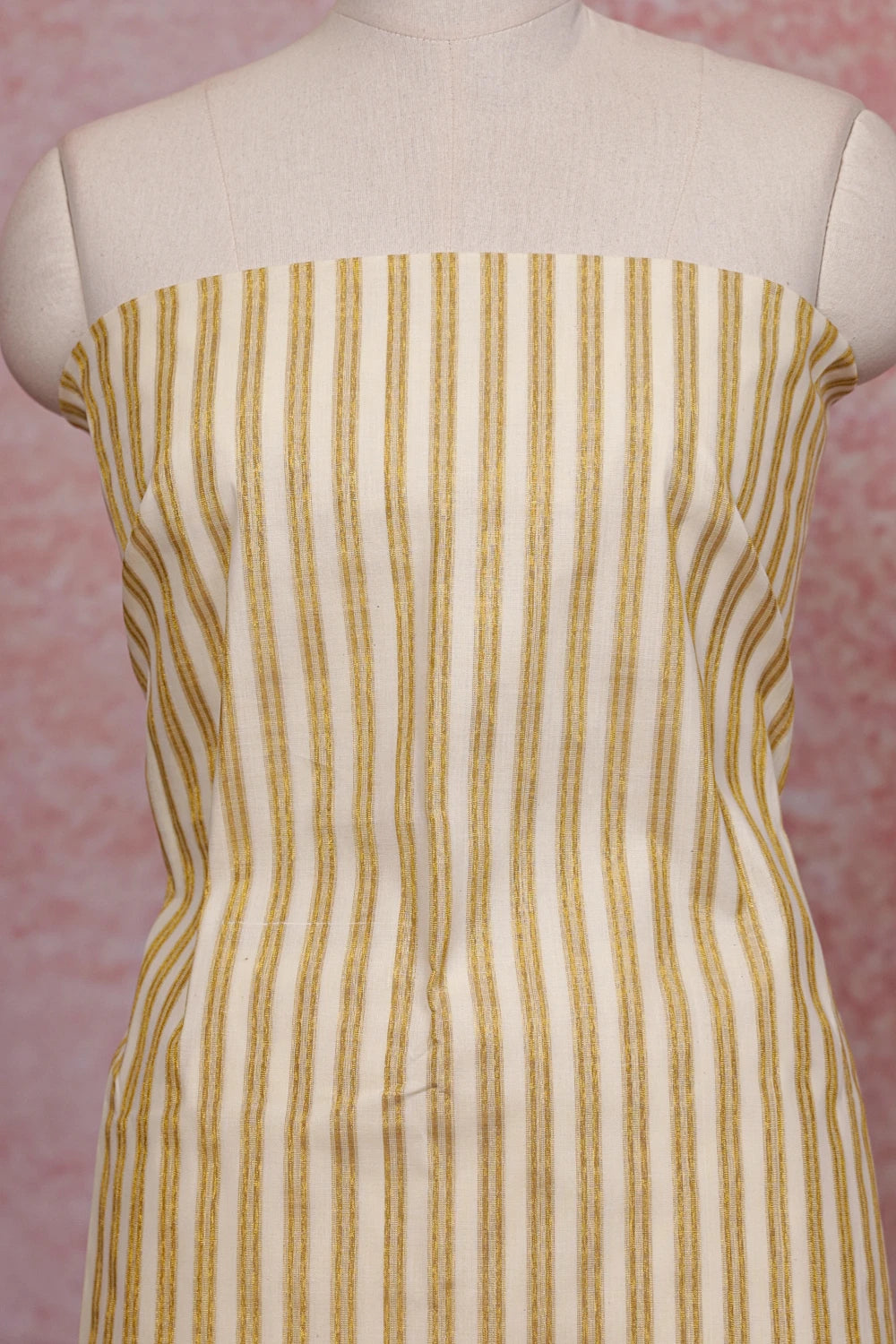 Cream Cotton Lines Unstitched Churidhar Material
