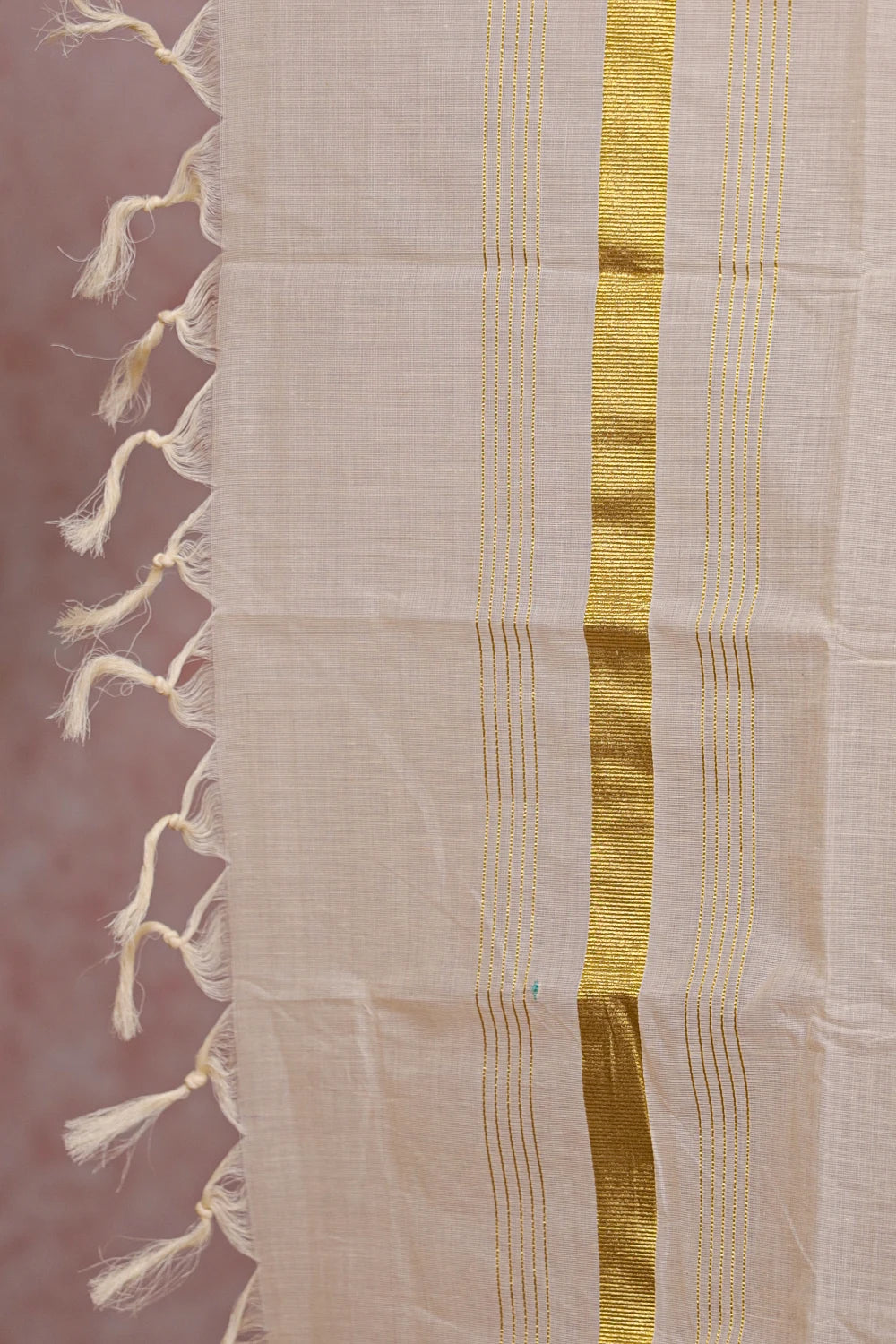 Cream Cotton Lines With Butta Unstitched Churidhar Material