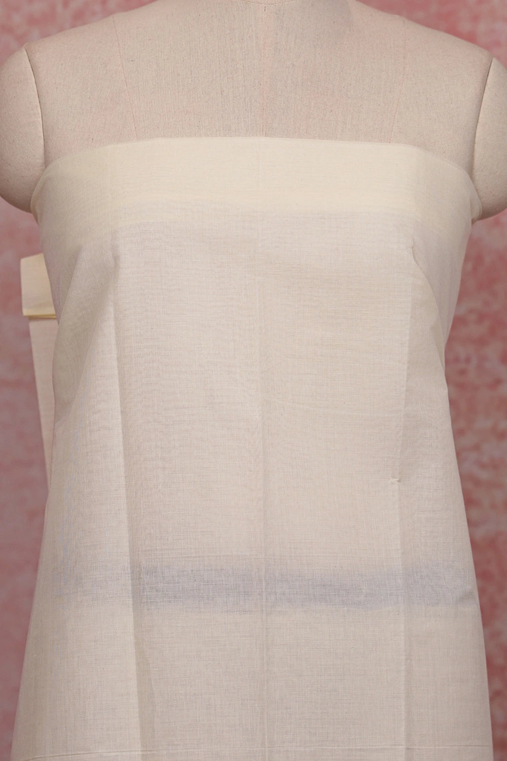 Cream Cotton Plain Unstitched Churidhar Material - Seematti