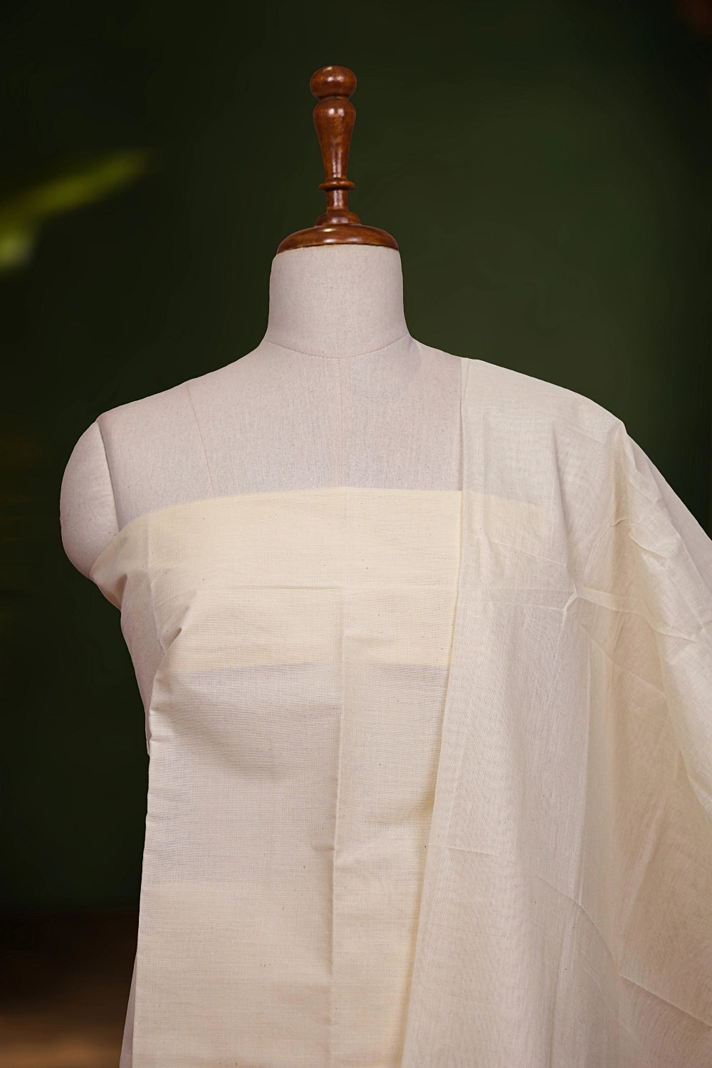 Cream Cotton Plain Unstitched Churidhar Material