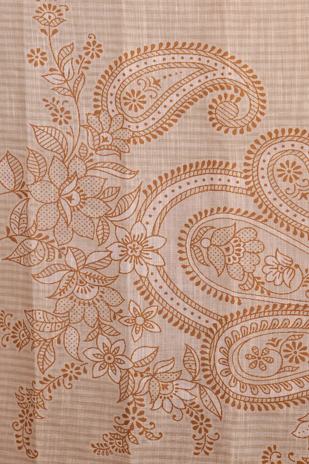Cream Cotton Printed Unstitched Churidhar Material