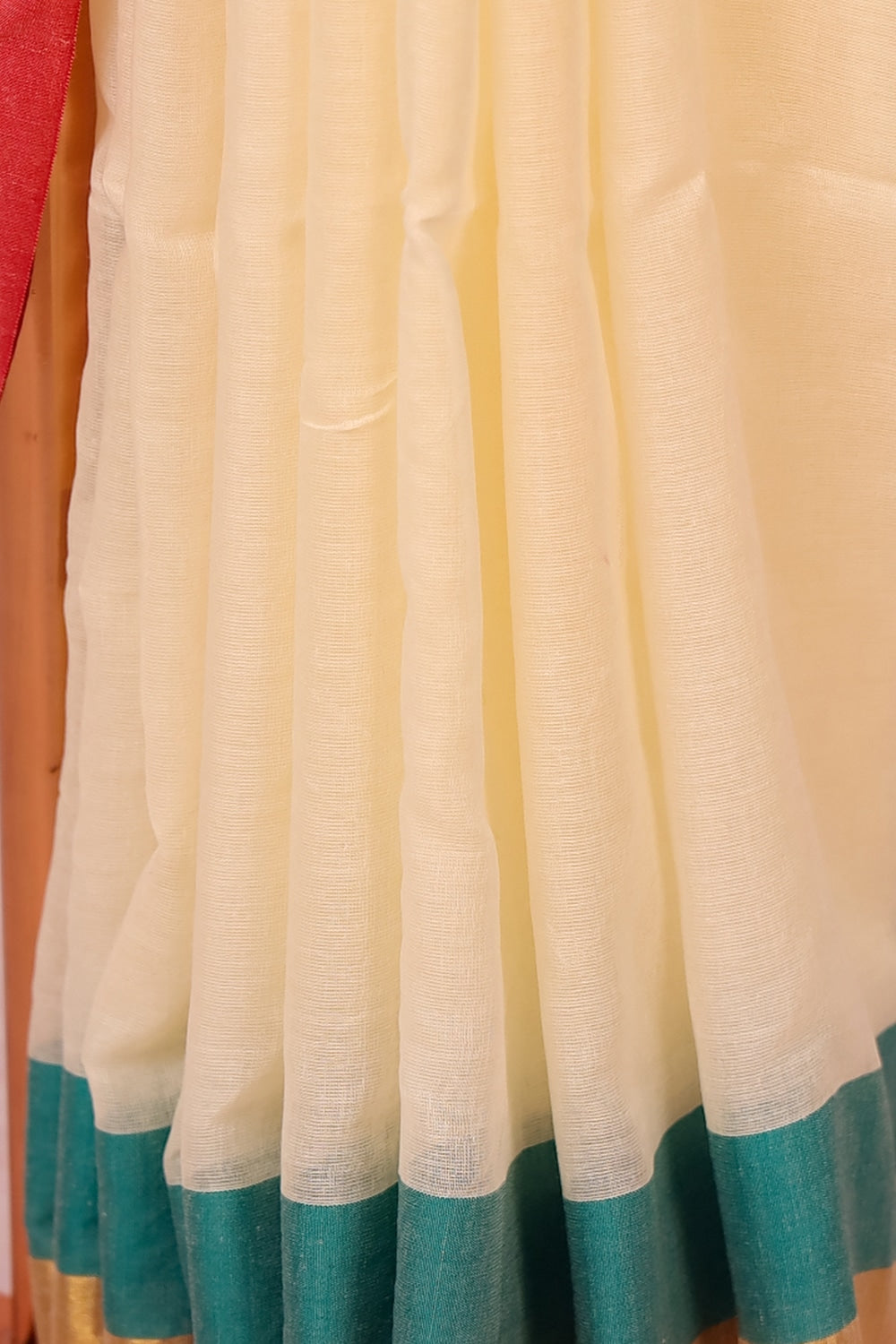 Cream Jute Cotton Saree