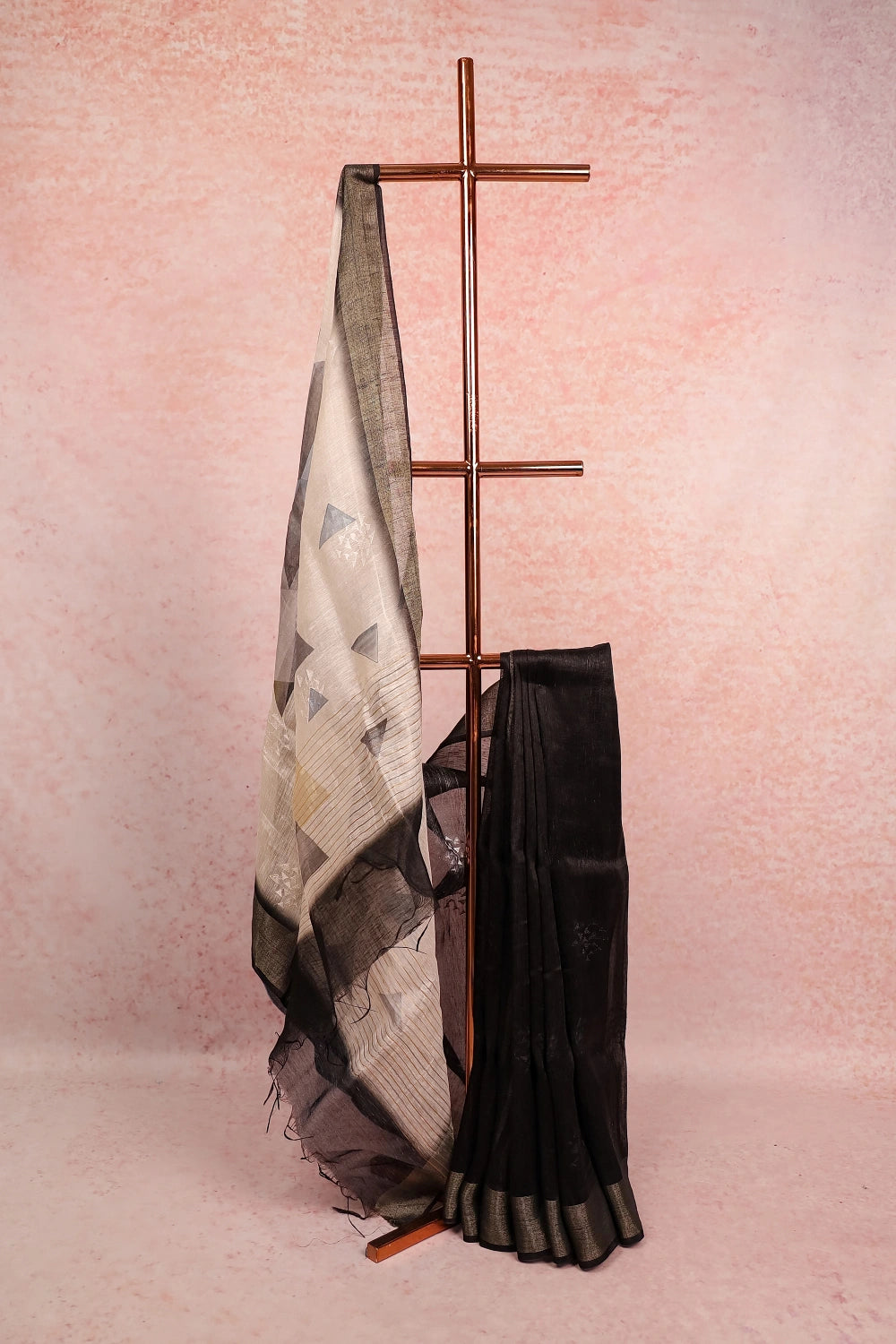 Cream Jute Silk Saree