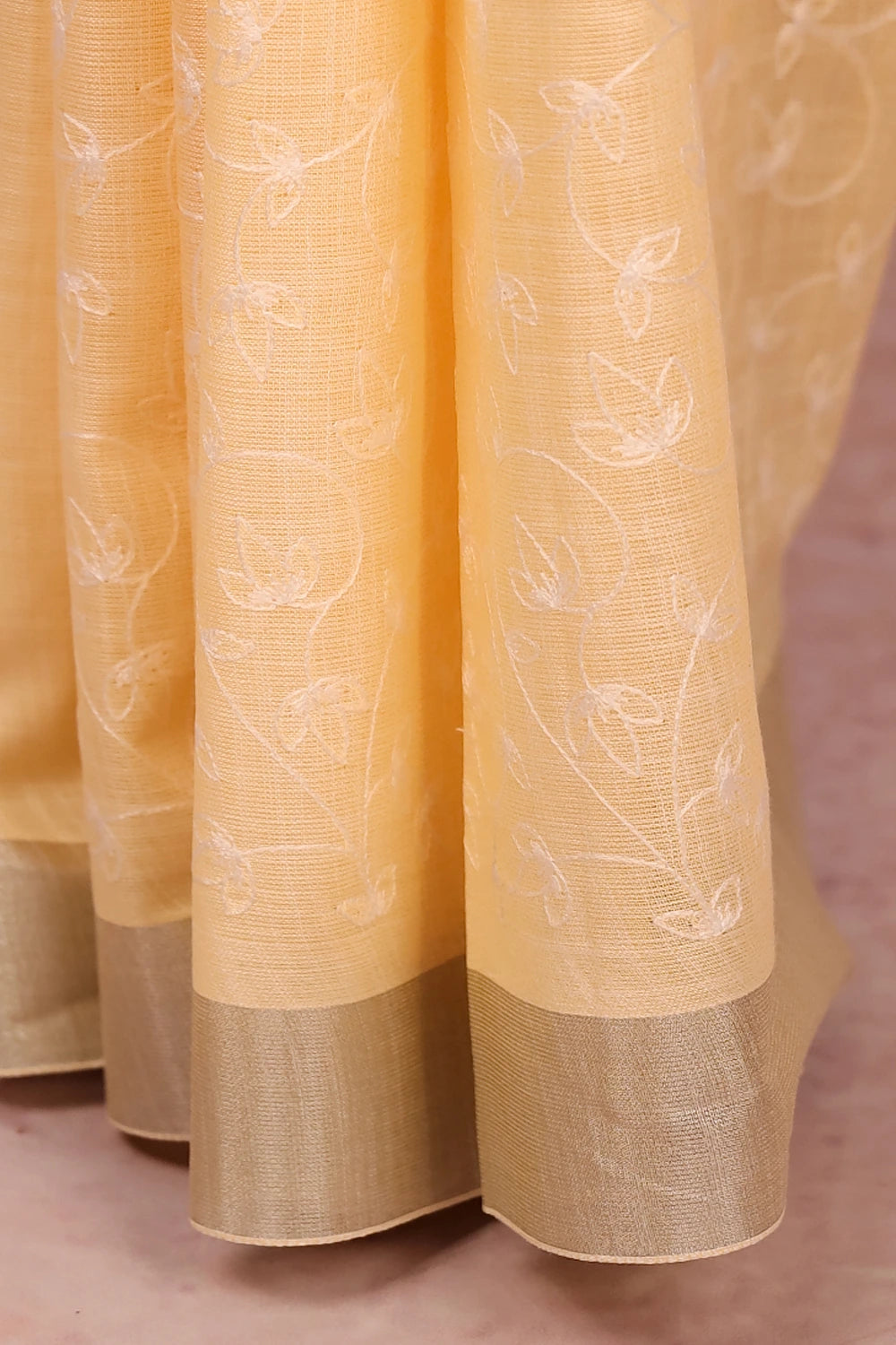 Cream Linen Cotton Saree