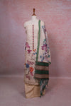 Cream Linen Kantha Stitched Unstitched Churidhar Material - Seematti