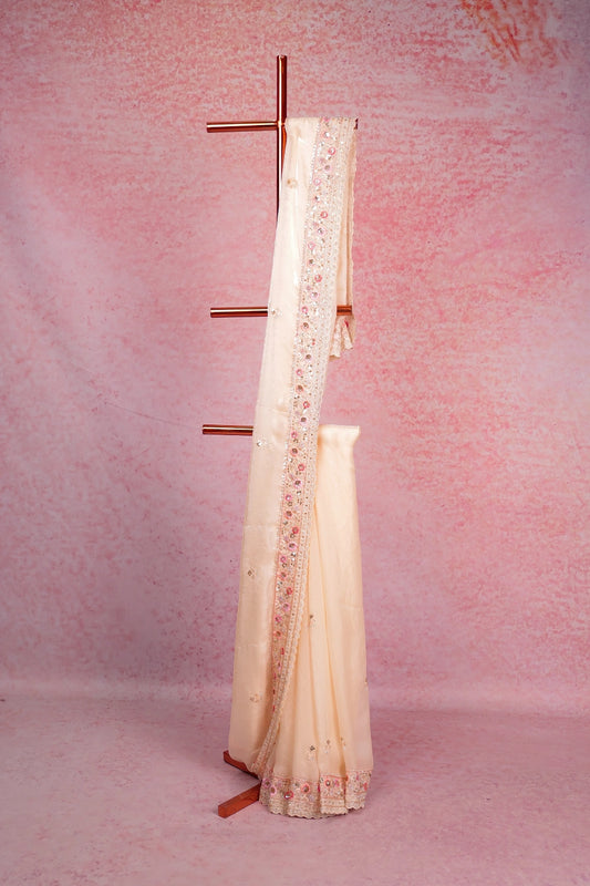 Cream Organza Saree