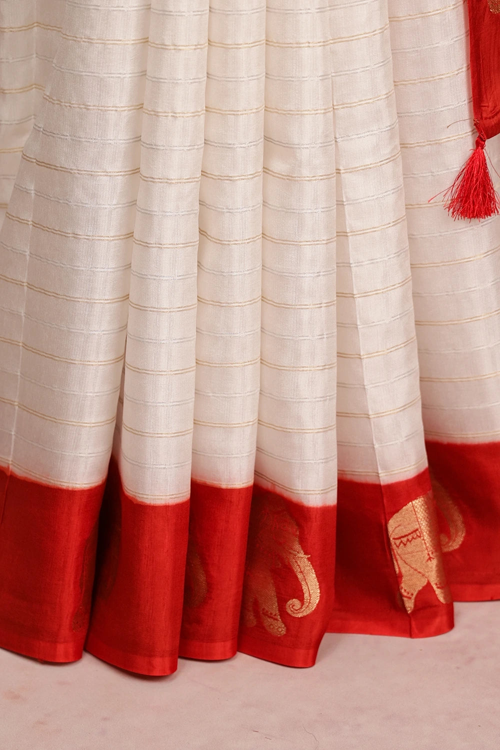 Cream Semi Banarasi Saree