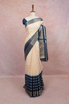 Cream Semi Banarasi Saree - Seematti