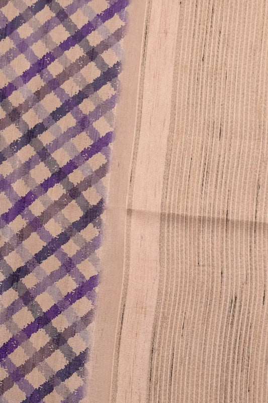 Cream Semi Jute Saree