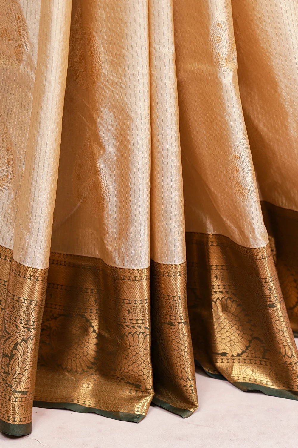Cream Semi Kanchi Soft Silk Saree