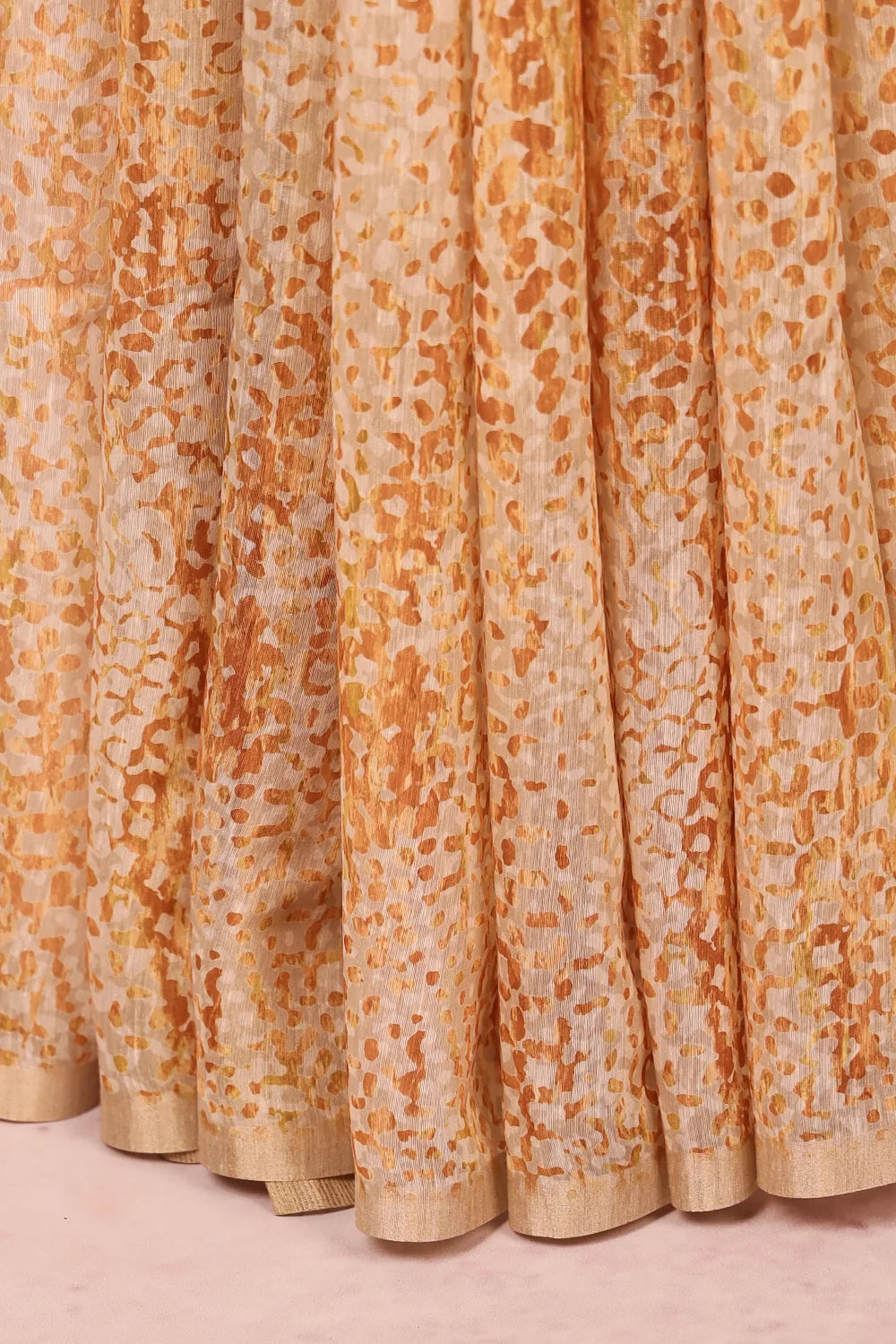 Cream Semi Linen Saree