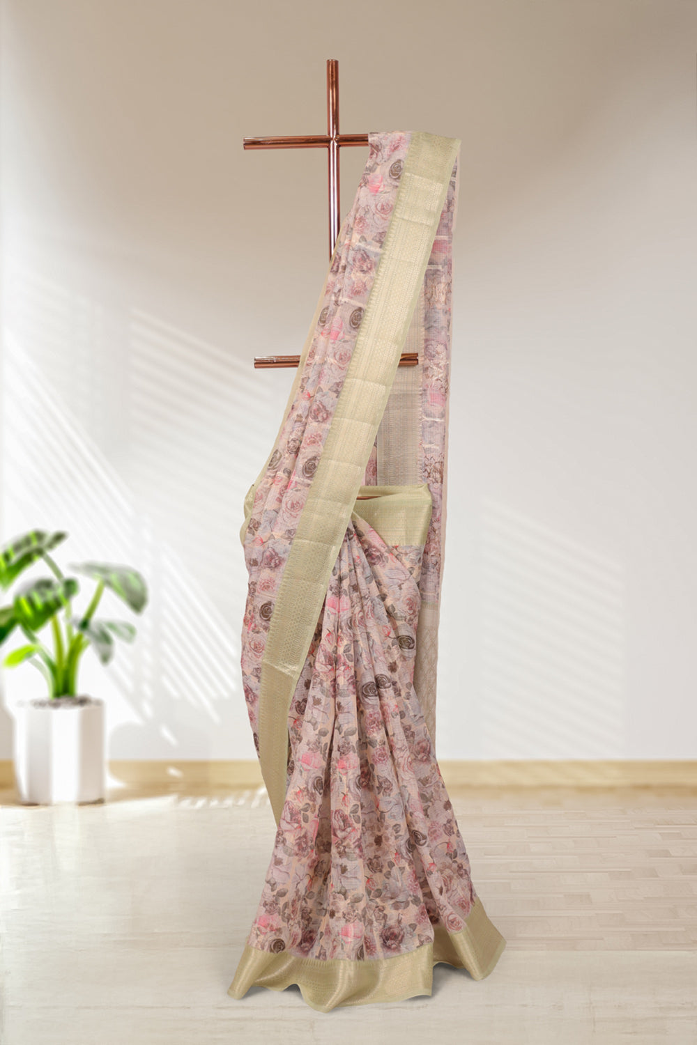 Cream Semi Tissue Saree