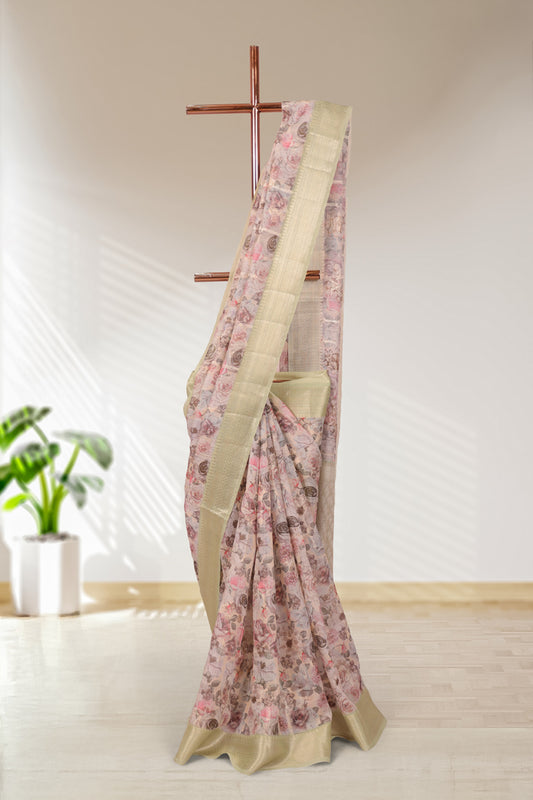 Cream Semi Tissue Saree