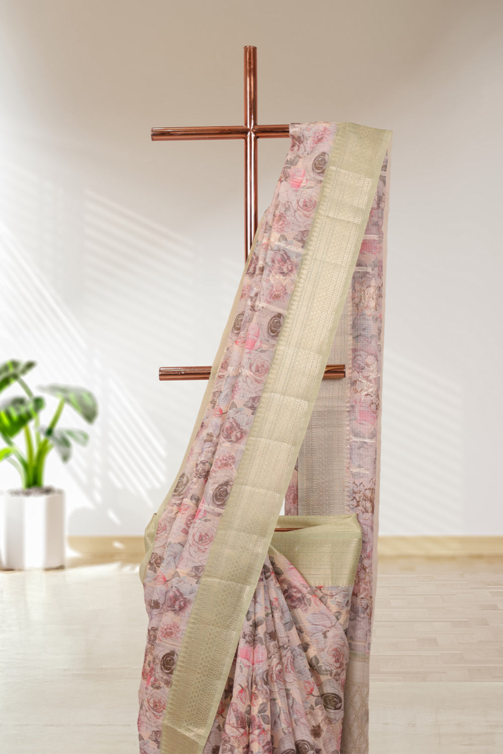 Cream Semi Tissue Saree