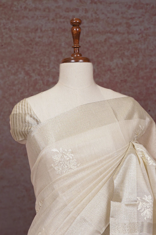 Cream Semi Tissue Saree - Seematti