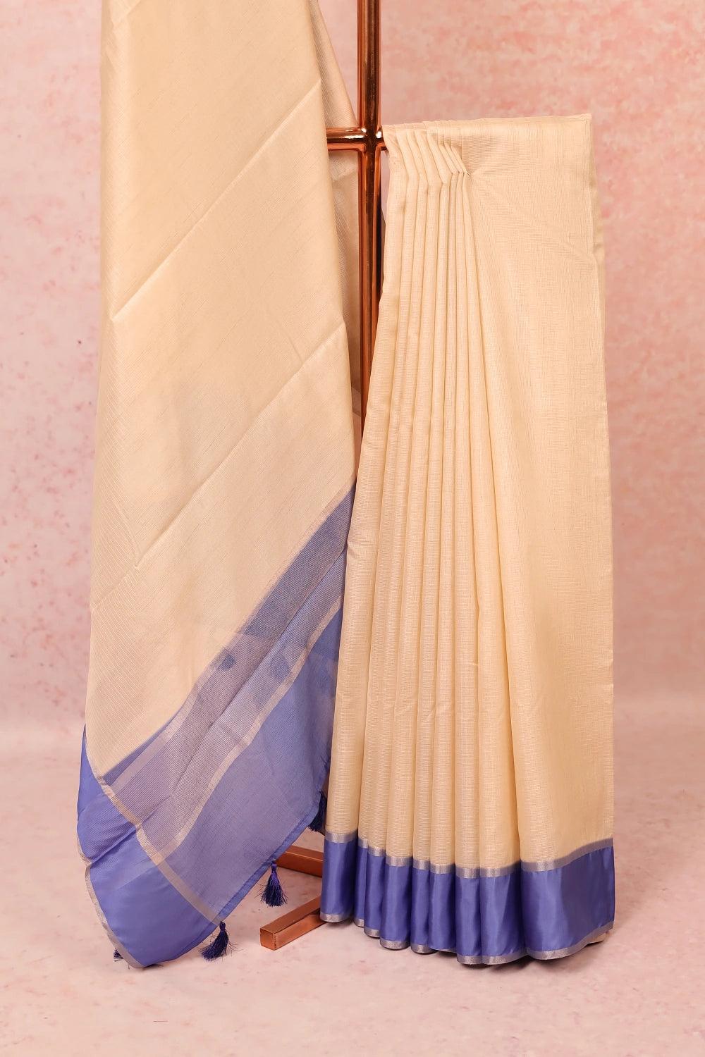 Cream Semi Tussar Saree