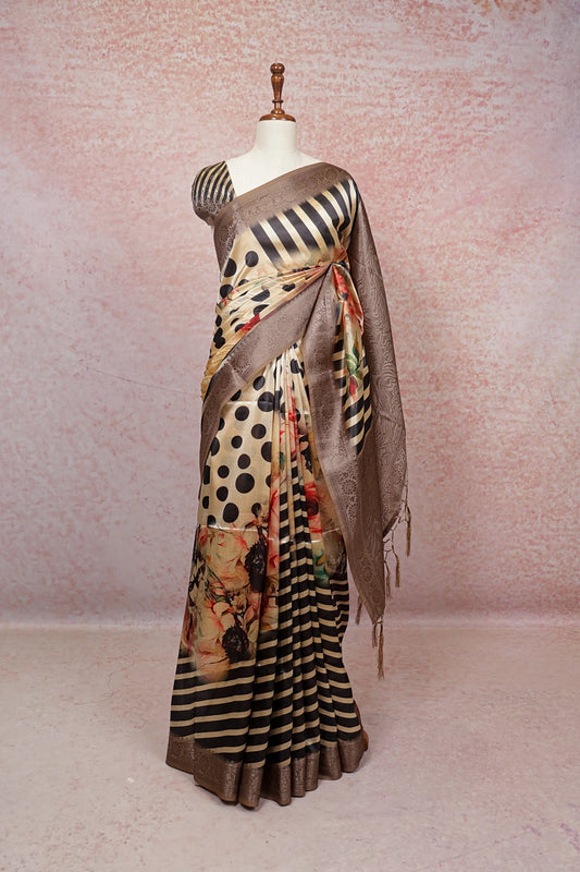 Cream Semi Tussar Saree - Seematti