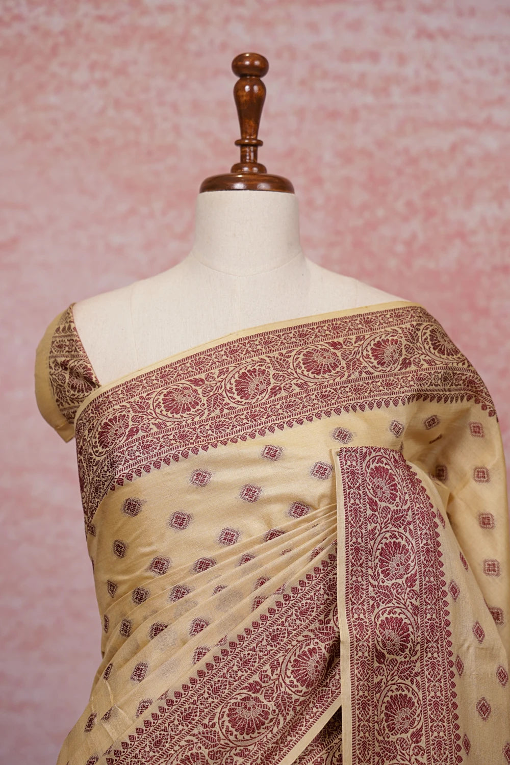 Cream Semi Tussar Saree - Seematti