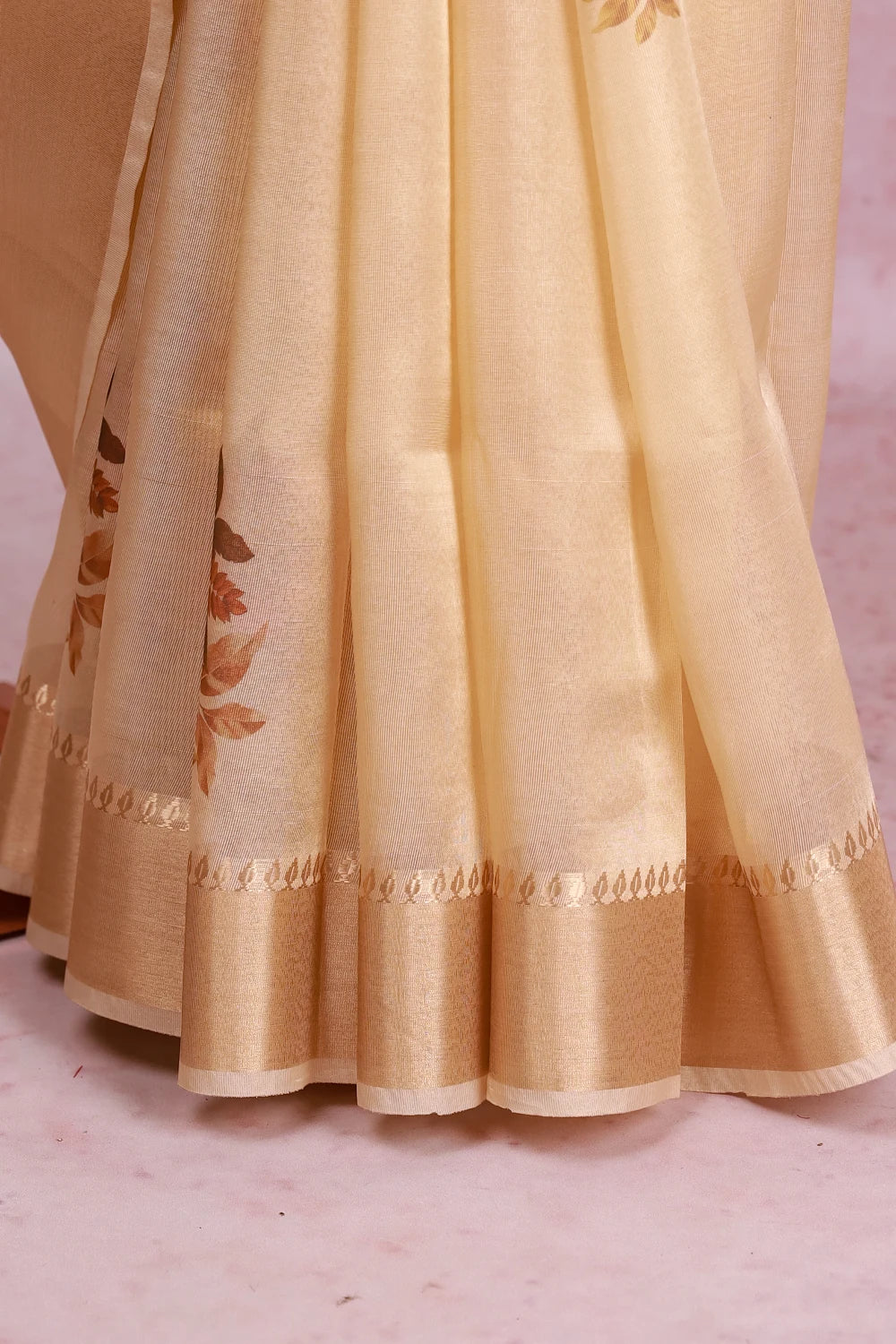 Cream Tissue Organza Saree
