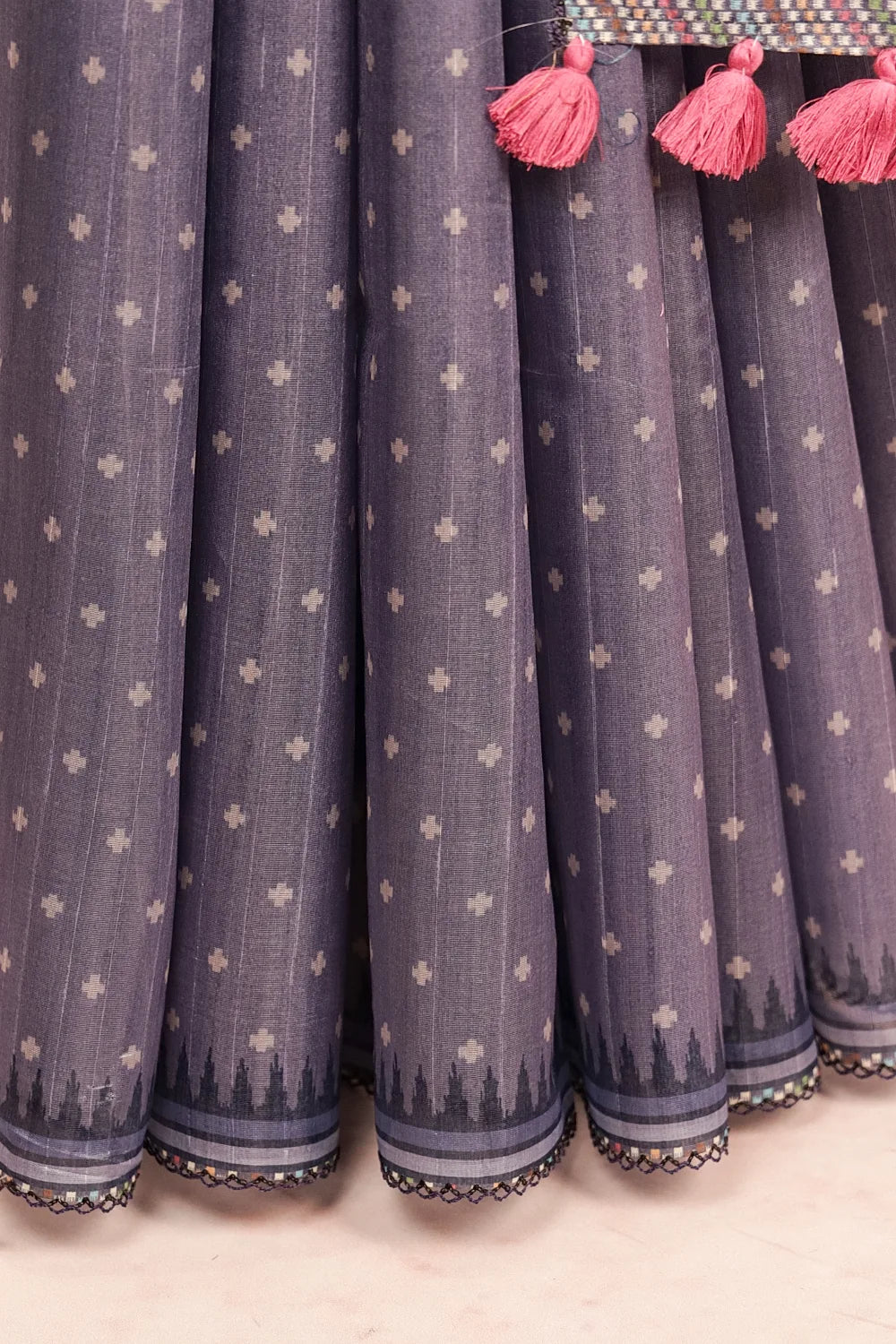 Dark Ash Art Tussar Saree