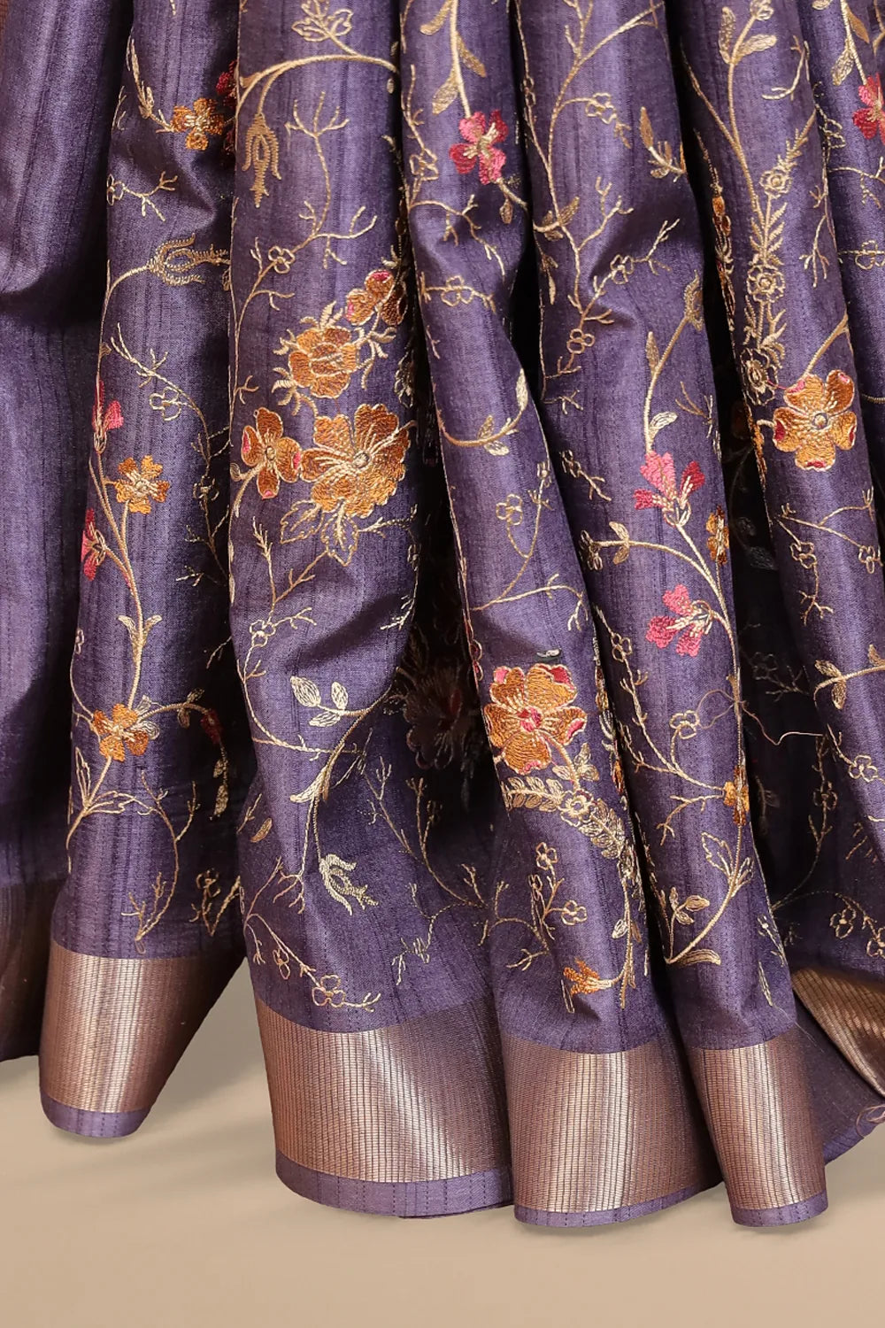 Dark Ash Semi Jute Saree