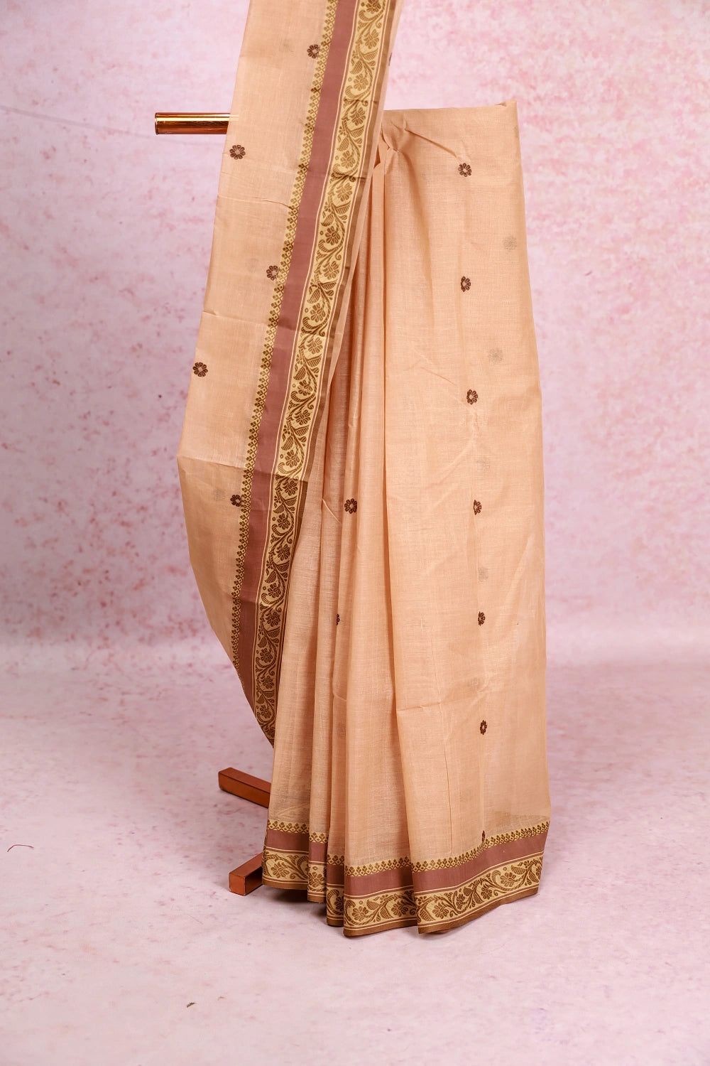 Dark Beige Cotton Saree