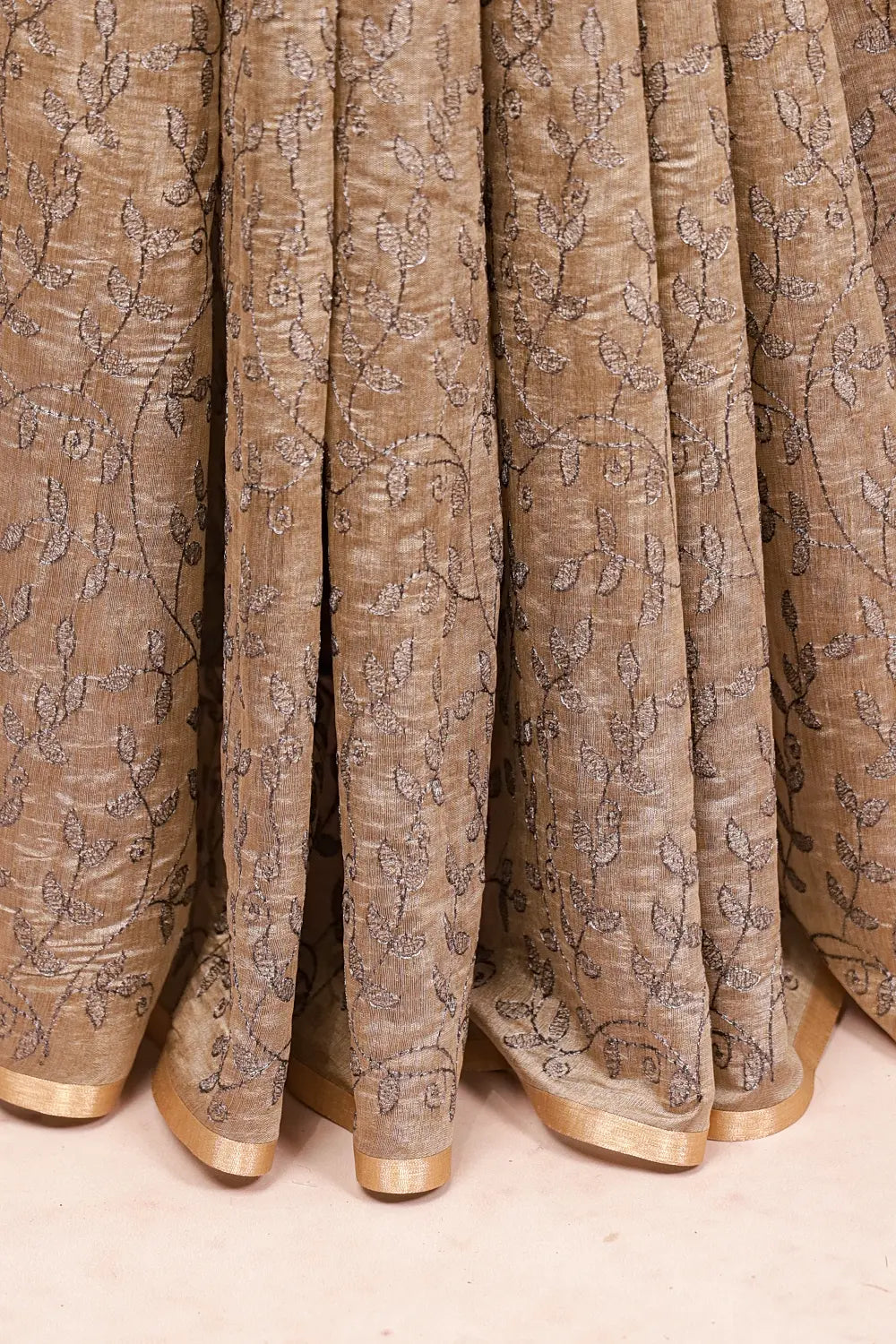 Dark Beige Semi Tissue Saree