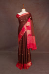 Dark Brown Semi Banarasi Saree