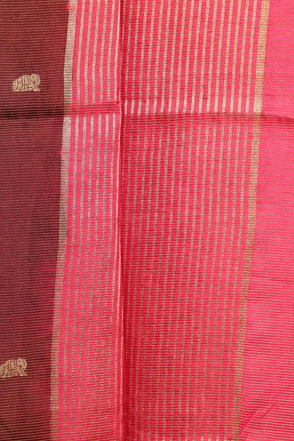 Dark Brown Semi Banarasi Saree