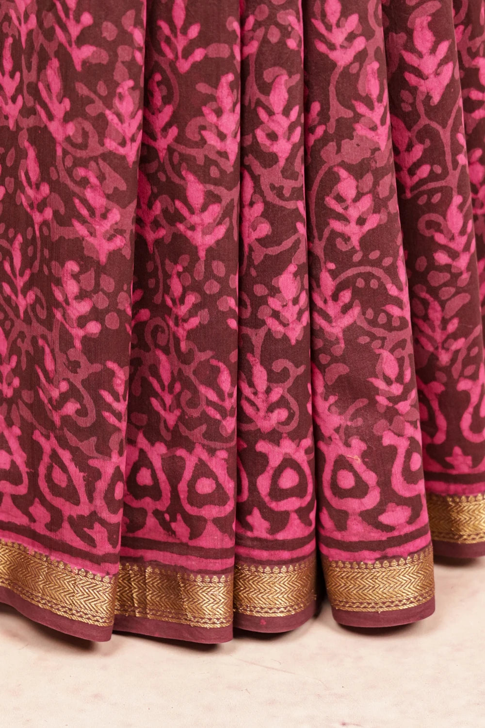 Dark Brown Semi Chanderi Saree
