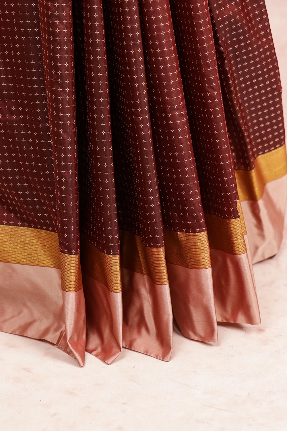 Dark Brown Semi Silk Saree