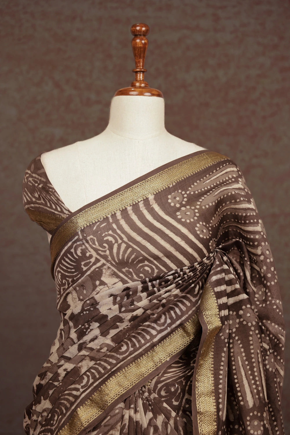 Dark Cream Chanderi Saree