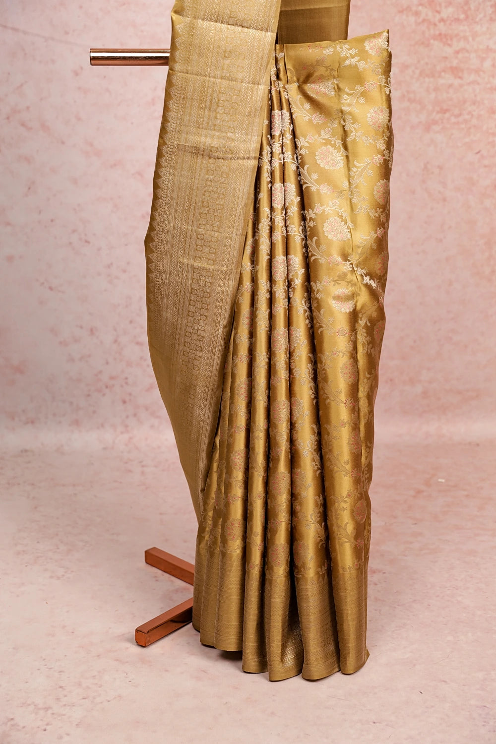 Dark Cream Kancheepuram Silk Saree