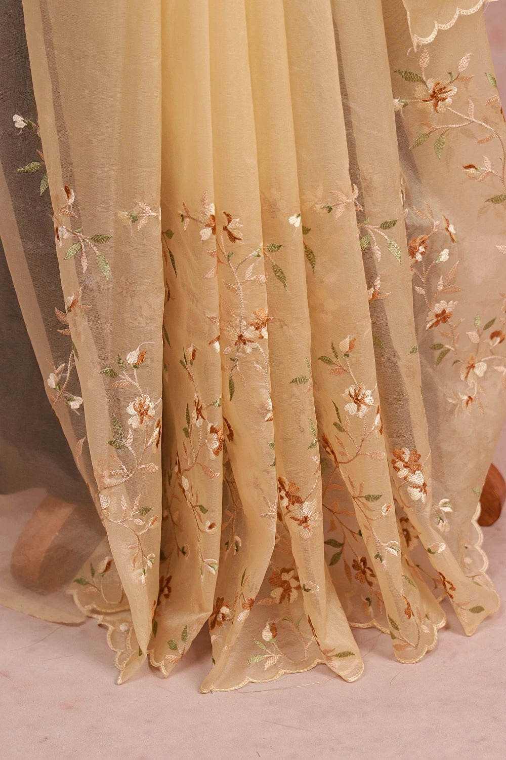 Dark Cream Organza Saree