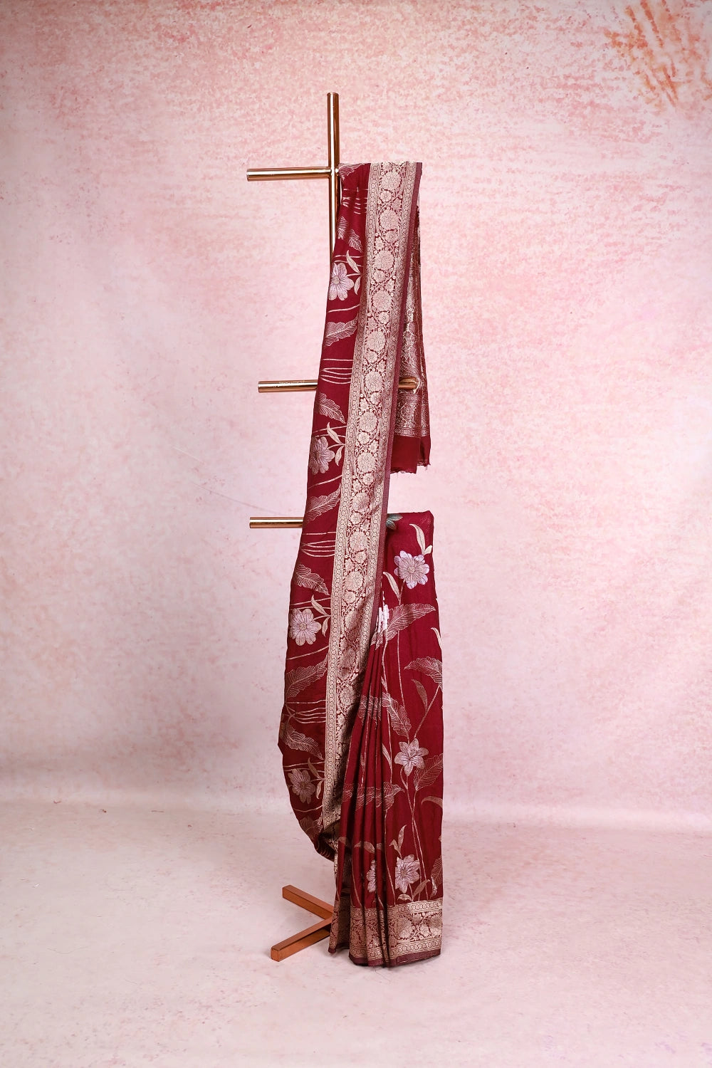 Dark Grape Wine Banarasi Georgette Saree