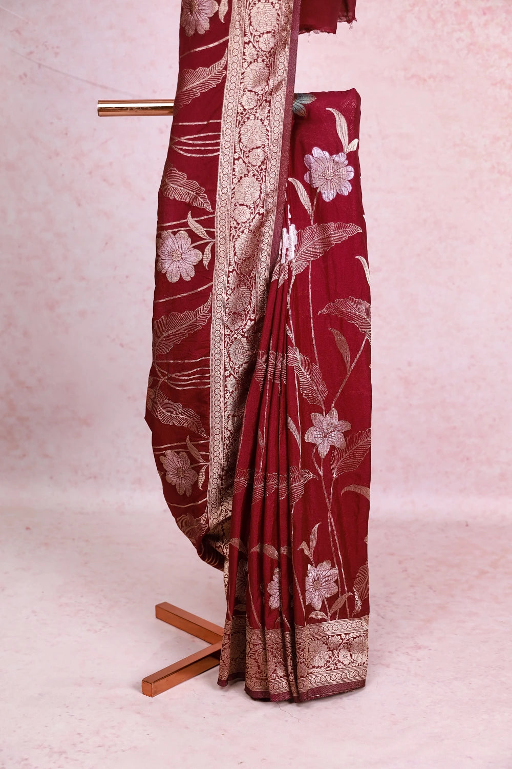 Dark Grape Wine Banarasi Georgette Saree