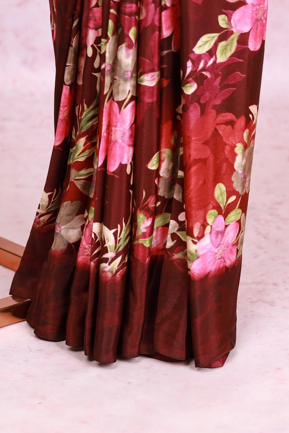 Dark Grape Wine Chiffon Saree
