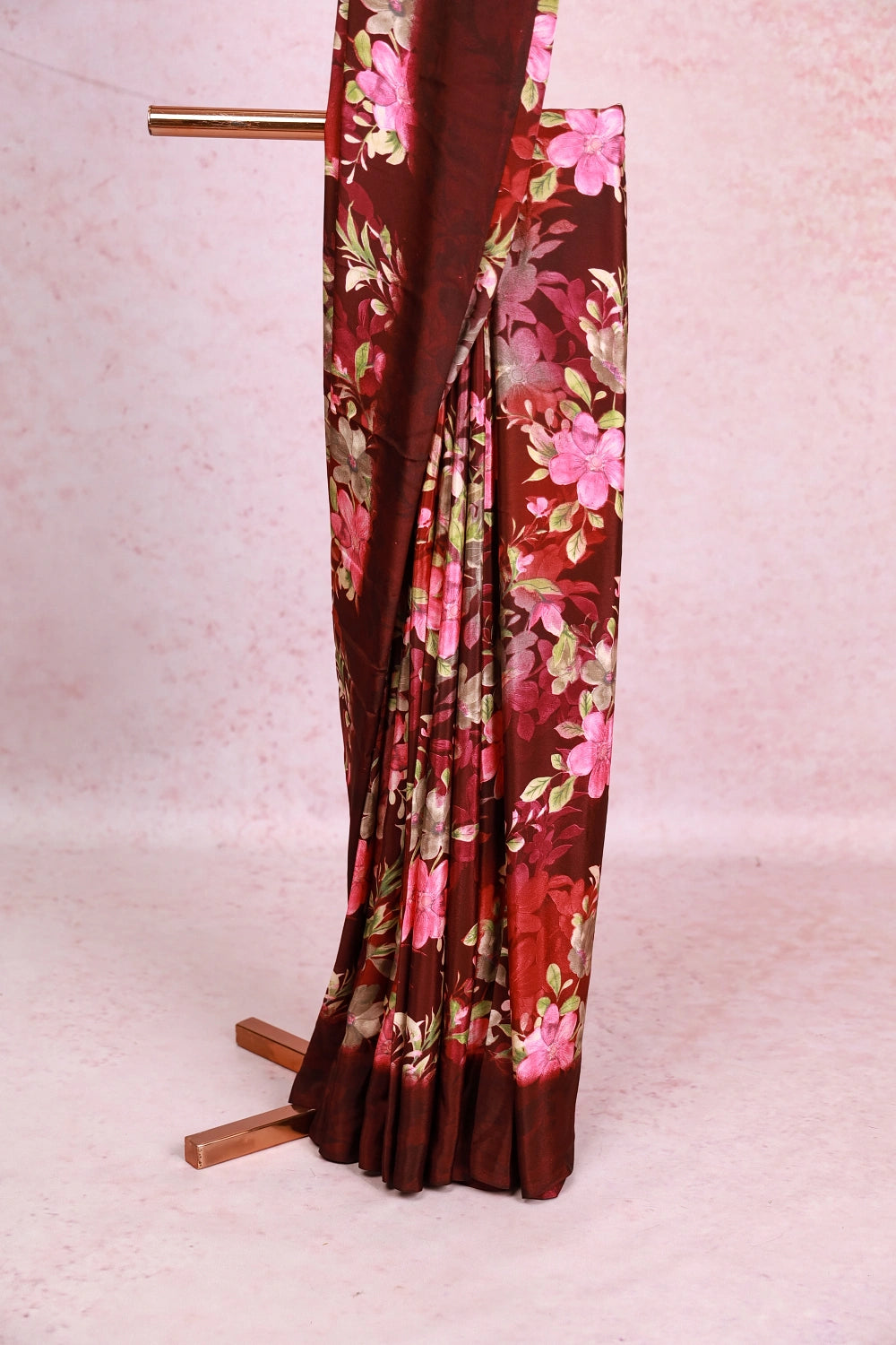 Dark Grape Wine Chiffon Saree