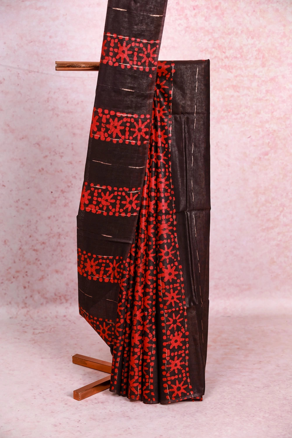 Dark Grape Wine Semi Tussar Saree