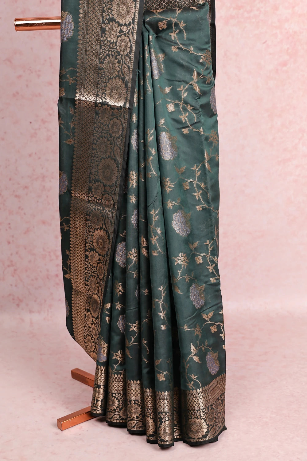 Dark Green Semi Silk Saree