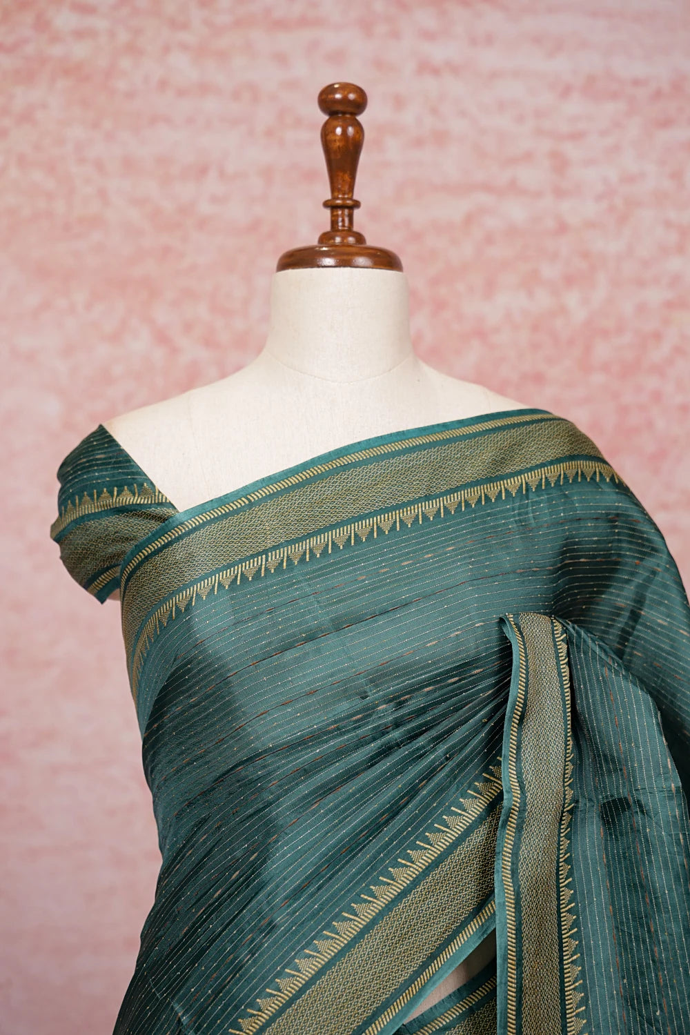 Dark Green Semi Tussar Saree - Seematti