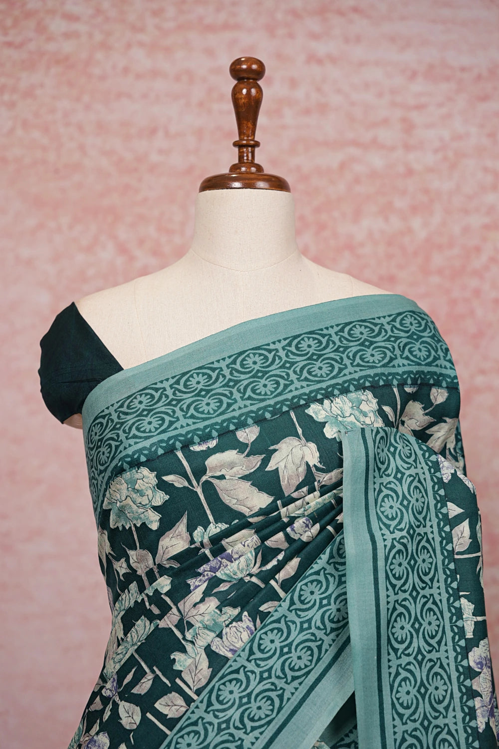 Dark Green Semi Tussar Saree - Seematti