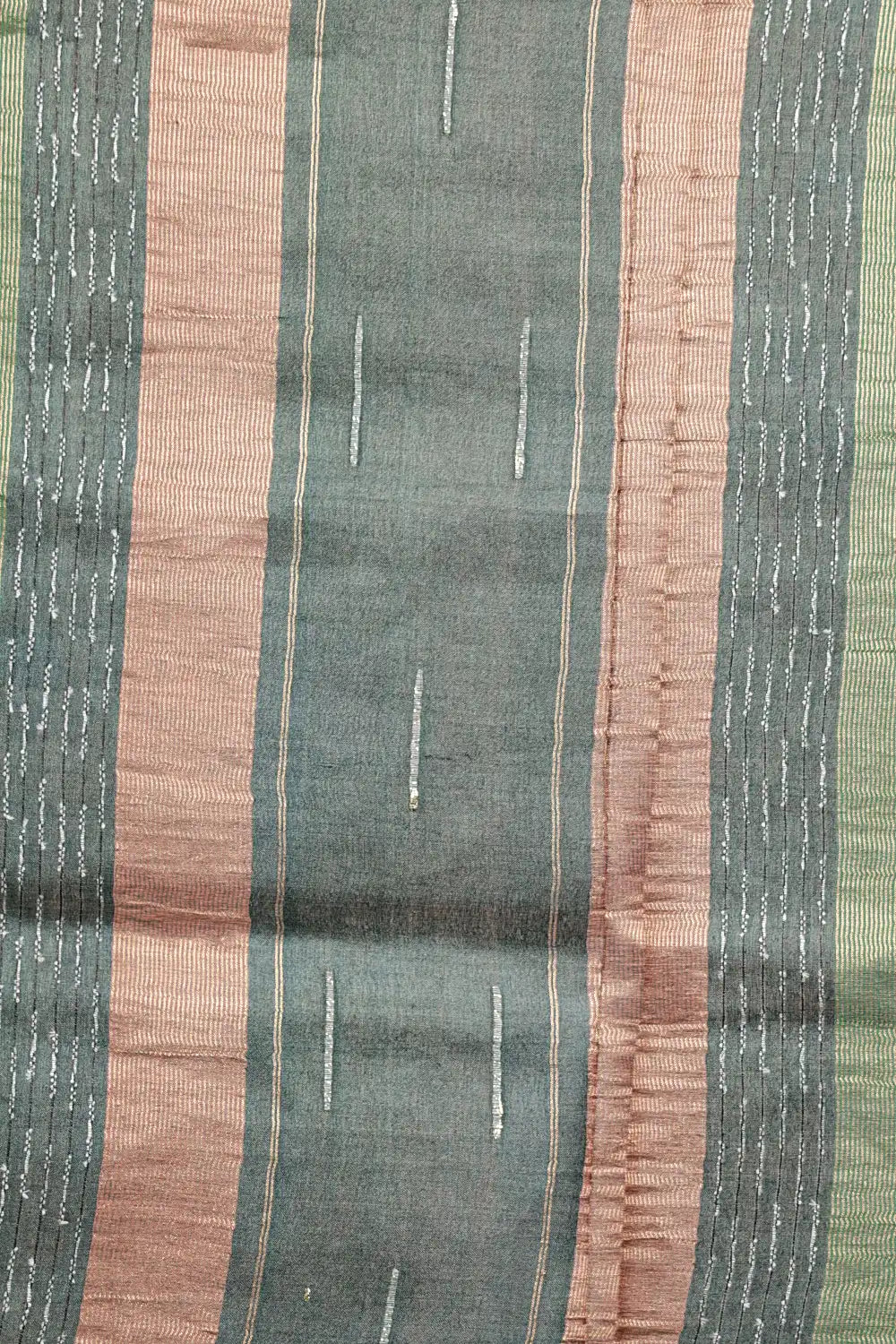 Dark Green Tussar Silk Saree - Seematti