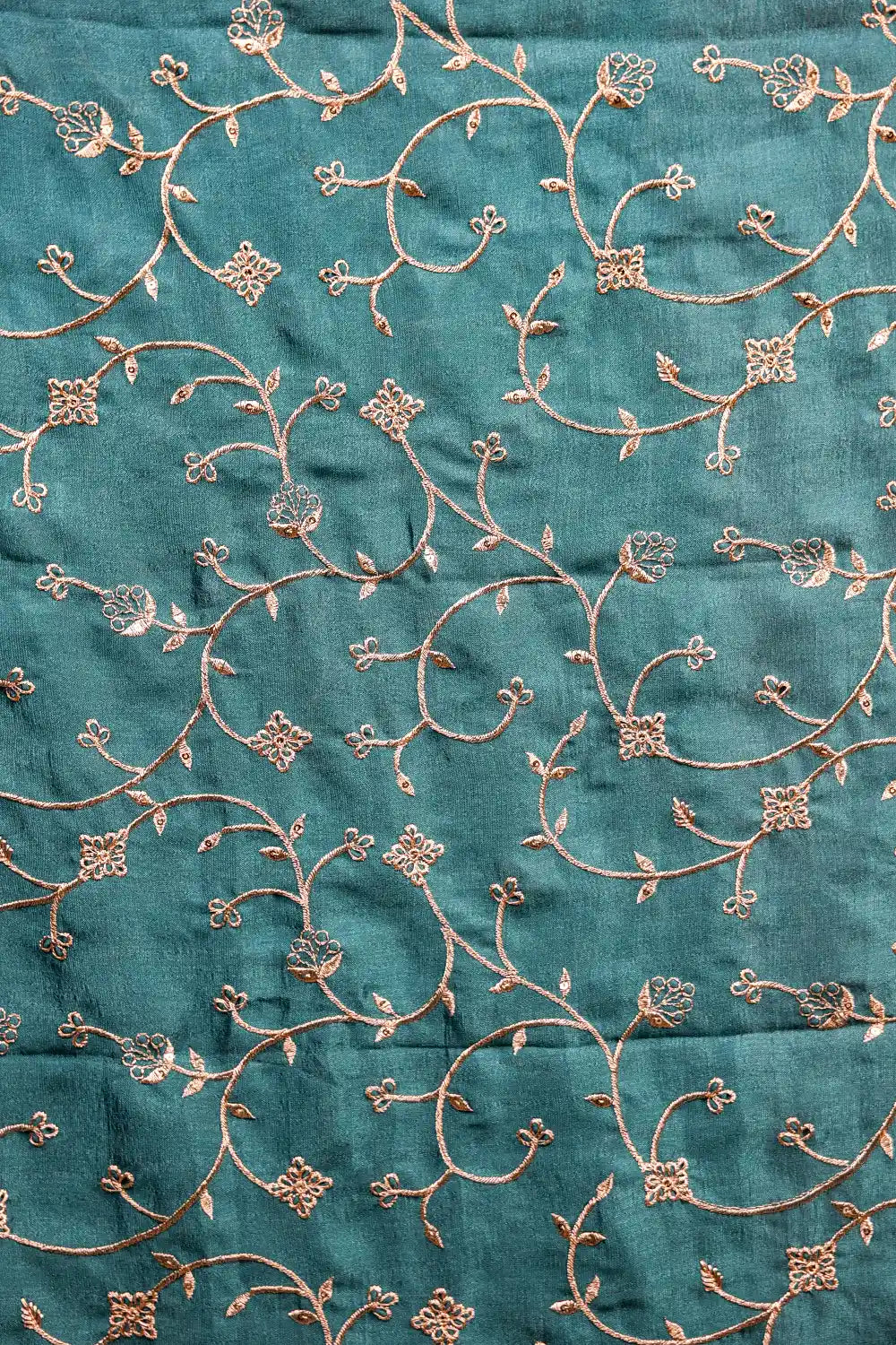 Dark Green Vichitra Silk Beads Work Unstitched Churidhar Material