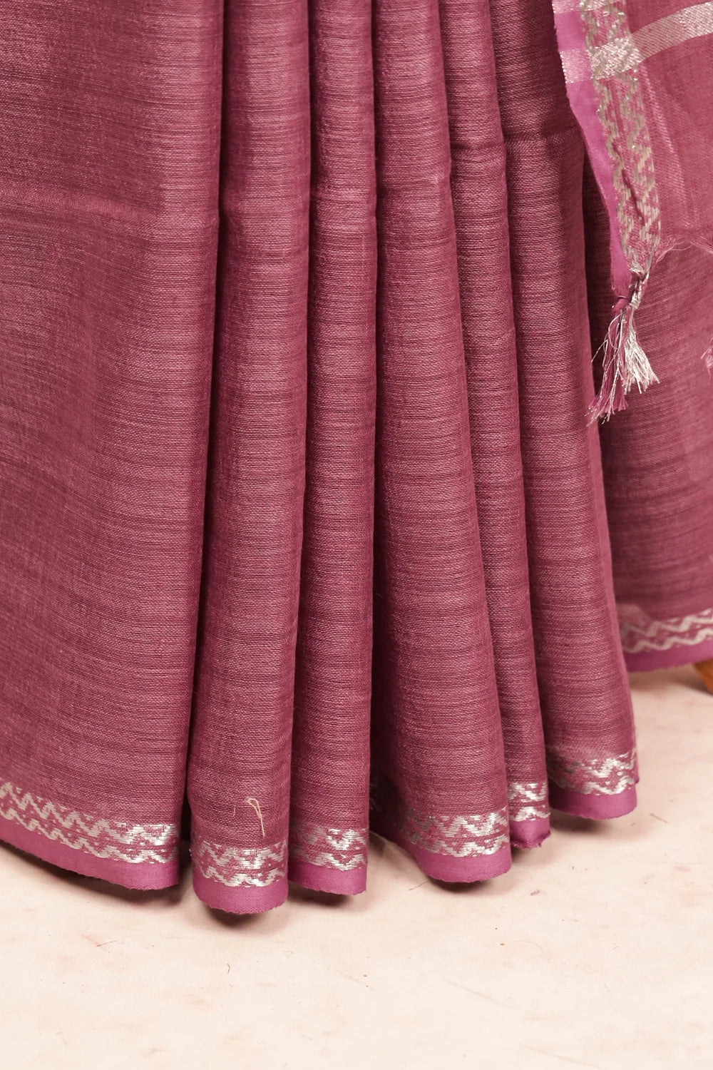 Dark Lavender Semi Linen Saree